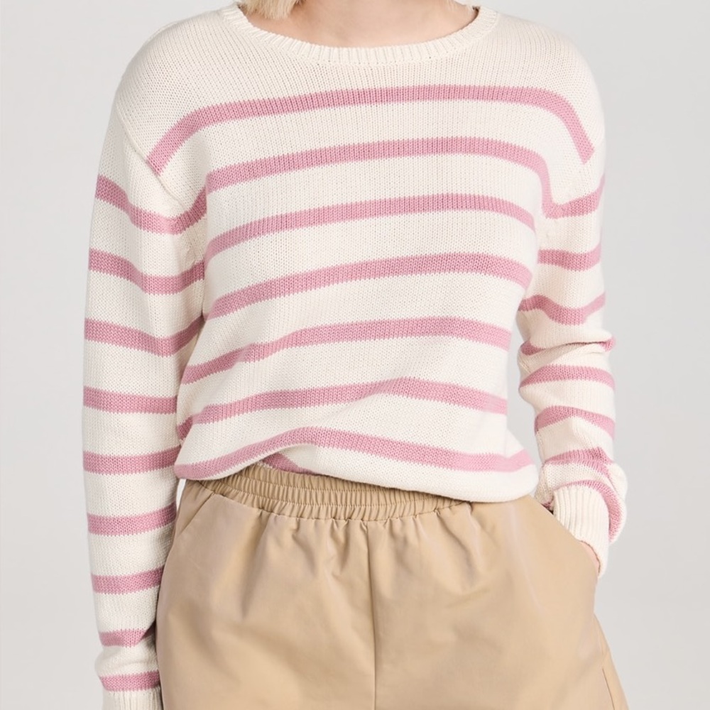 KULE Cream and Dusty Pink Striped Sweater